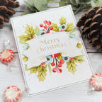 Papertrey Ink Merry Christmas Banner Press Plate and Coordinating Die Set ptif-0055 red berries greenery christmas card