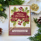 Papertrey Ink Merry Christmas Banner Press Plate and Coordinating Die Set ptif-0055 red plaid background card
