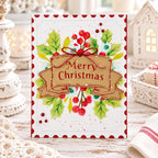 Papertrey Ink Merry Christmas Banner Stencils-0118 red berries christmas card