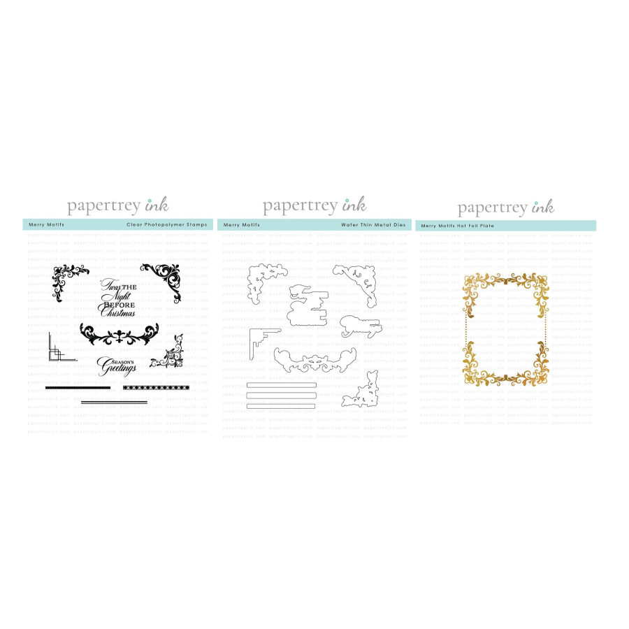 Papertrey Ink Merry Motifs Clear Stamp Die and Hot Foil Plate Set