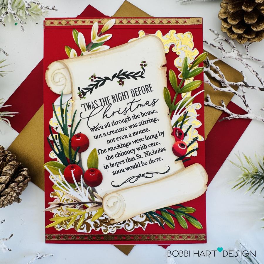 Papertrey Ink Merry Motifs Clear Stamp Die and Hot Foil Plate Set greenery