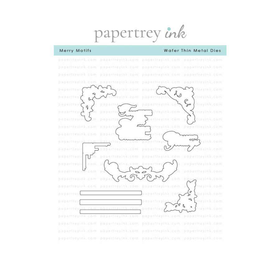 Papertrey Ink Merry Motifs Clear Stamp Die and Hot Foil Plate Set image 2