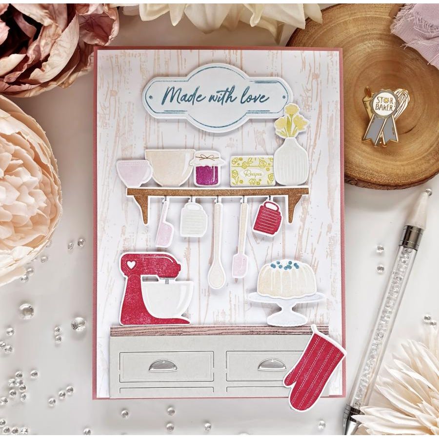 Papertrey Ink Mom's Kitchen Clear Stamp and Die Set cake
