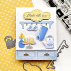 Papertrey Ink Mom's Kitchen Clear Stamps 1632 blue and white