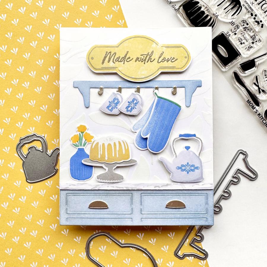 Papertrey Ink Mom's Kitchen Clear Stamps 1632 blue and white
