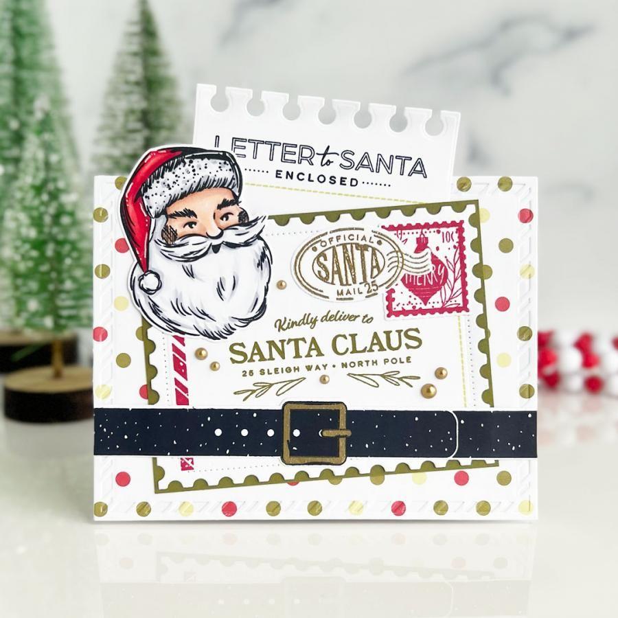 Papertrey Ink North Pole Mail Candy Cane Frame Post Card Dies pti-0847 polka dots