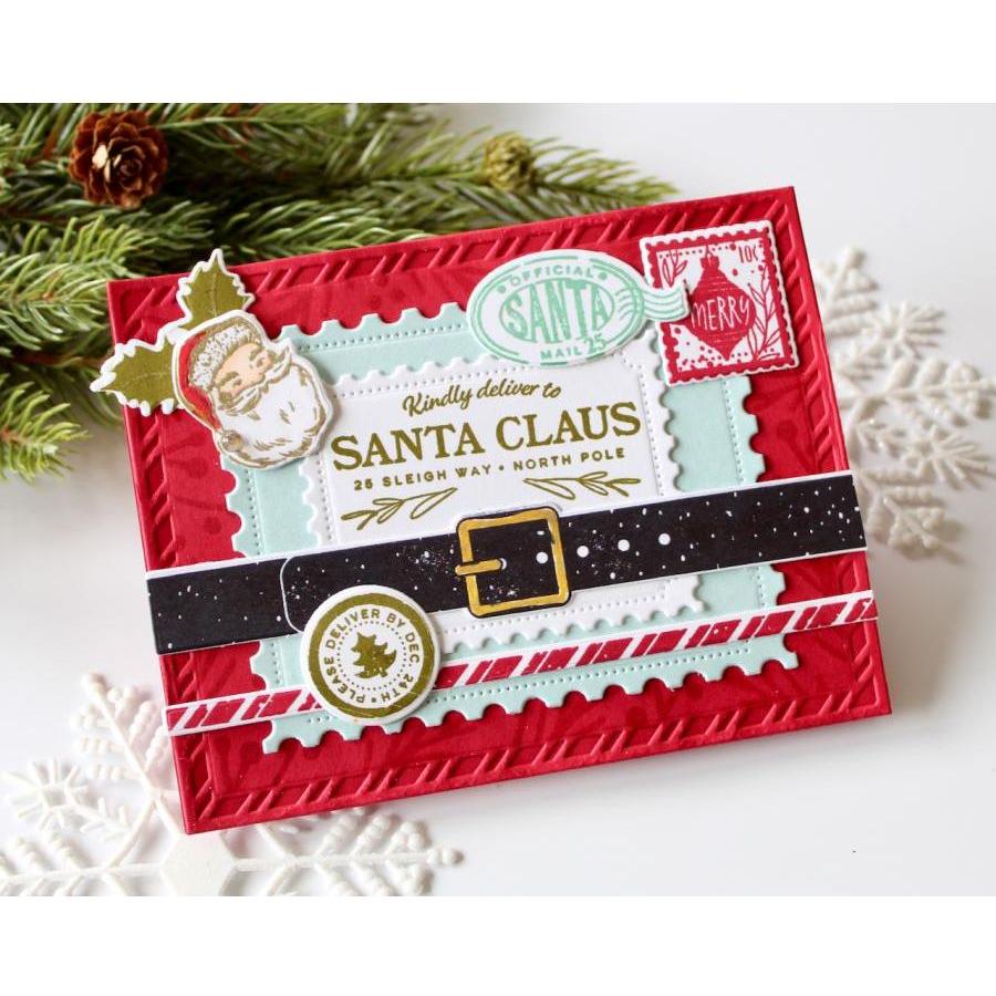 Papertrey Ink North Pole Mail Candy Cane Frame Post Card Dies pti-0847 santa claus
