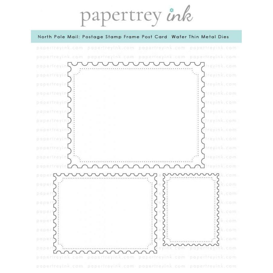 Papertrey Ink North Pole Mail Postage Stamp Frame Post Card Dies pti-0848