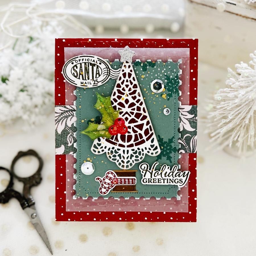 Papertrey Ink North Pole Mail Postage Stamp Frame Post Card Dies pti-0848 postage