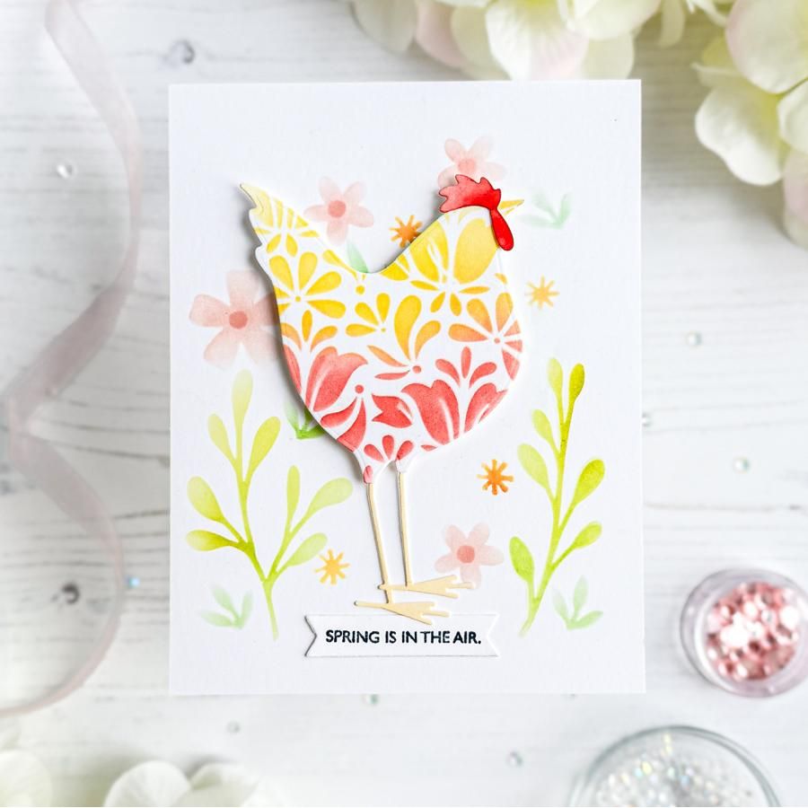 Papertrey Ink Papertrey Ink Country Rooster Die and Stencil Set flowers