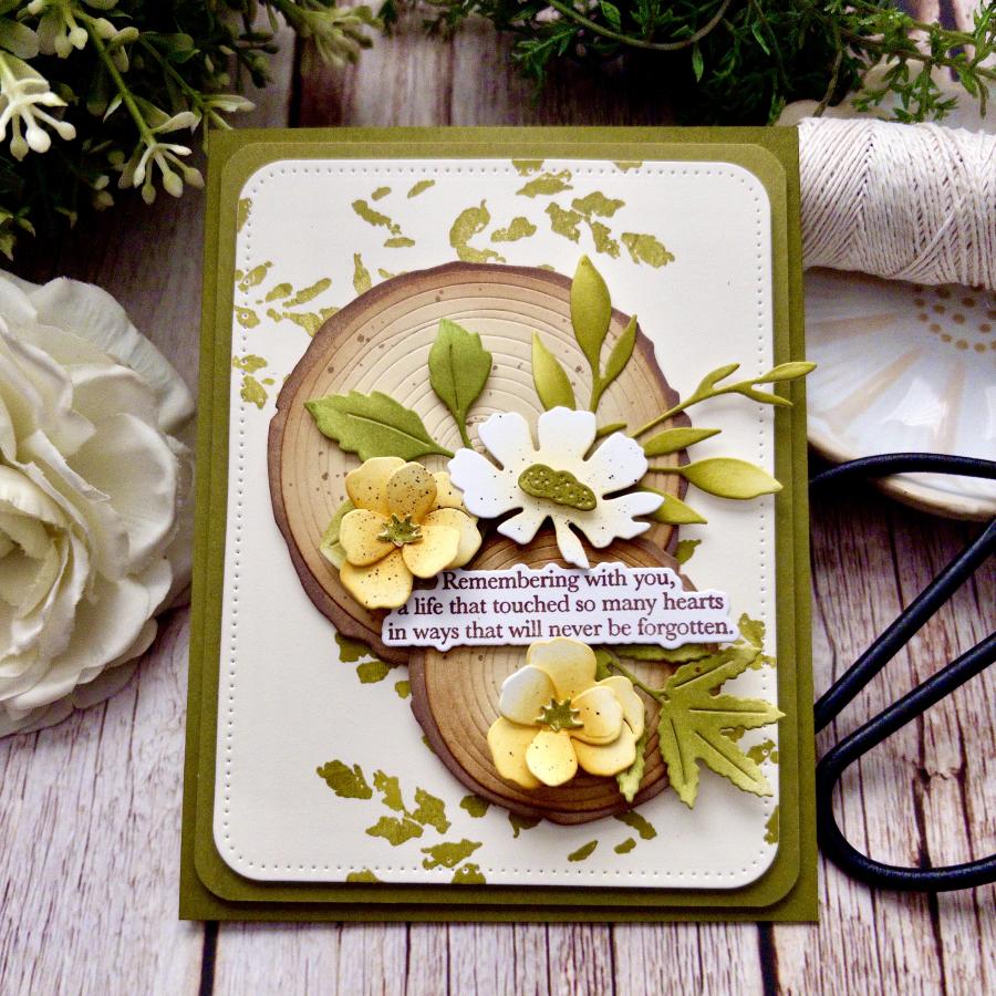 Papertrey Ink Peaceful Meadow Clear Stamp and Die Set wood slices