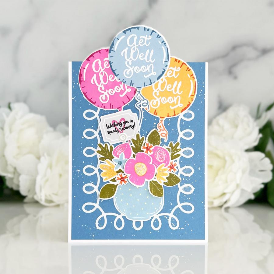 Papertrey Ink Perfectly Coiled Rectangle Hot Foil Plate ptif-0034 balloons