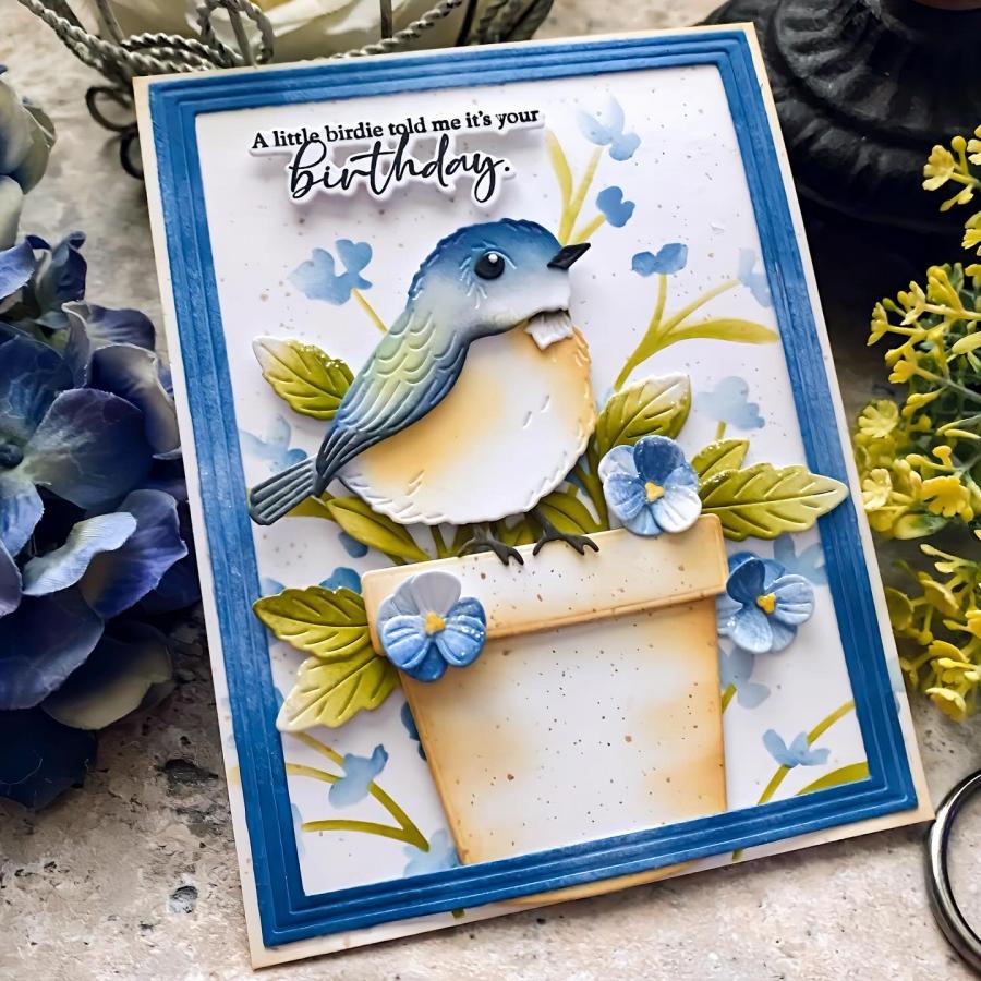 Papertrey Ink Perfectly Potted Dies pti-0987 blue