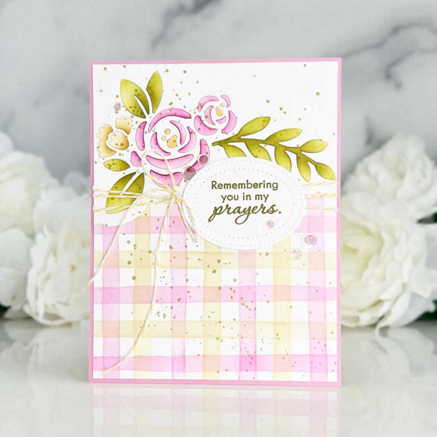 Papertrey Ink Praying for You Sentiments Clear Stamps 1620 rose