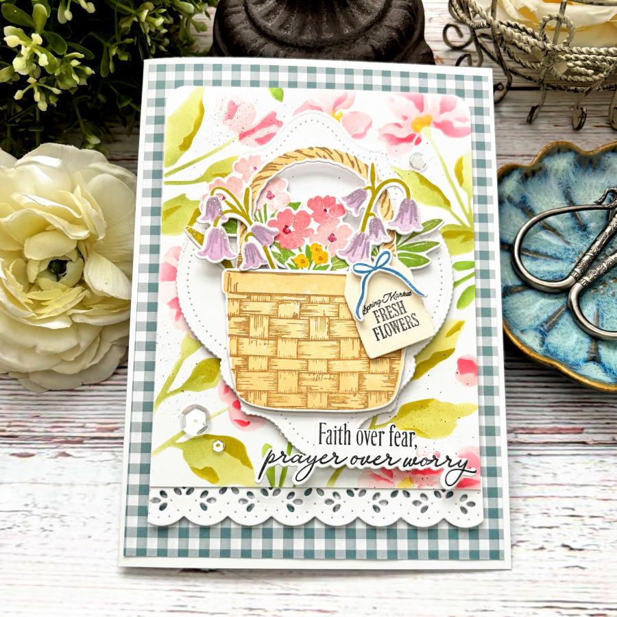 Papertrey Ink Praying for You Sentiments II Clear Stamp and Die Set garden basket
