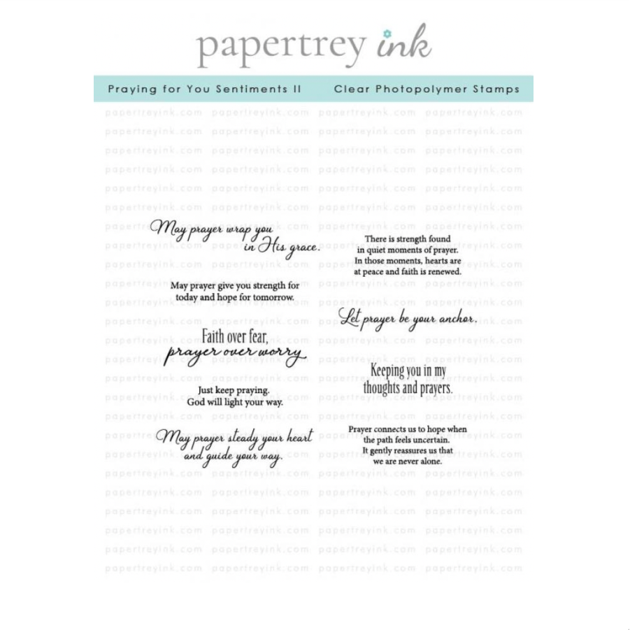Papertrey Ink Praying for You Sentiments II Clear Stamp and Die Set image 1