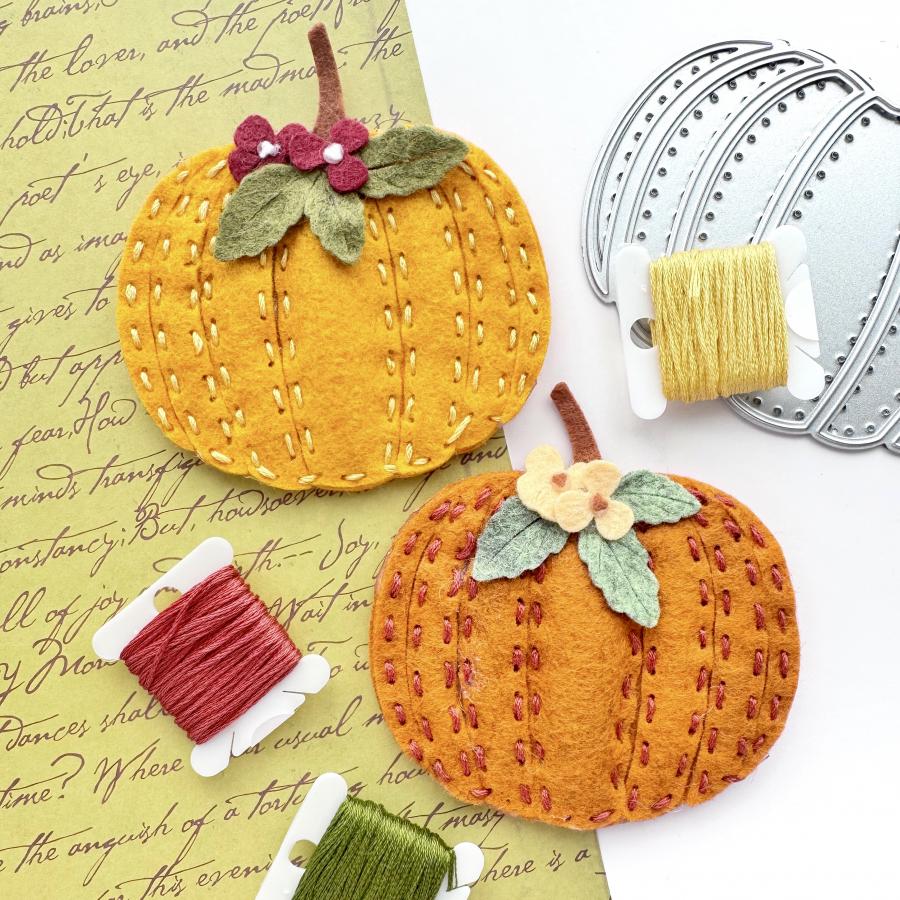 Papertrey Ink Pumpkin Slices Stitched Die pti-0991 felt