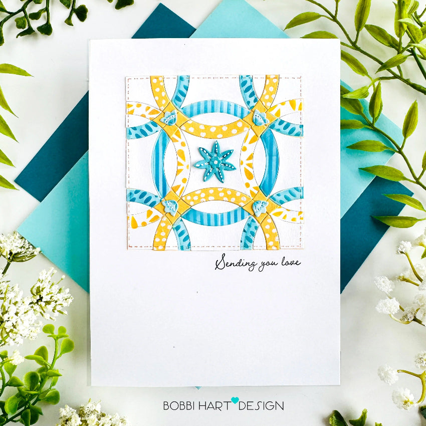 Papertrey Ink Quilt It Wedding Ring Clear Stamp and Die Set sending you love card
