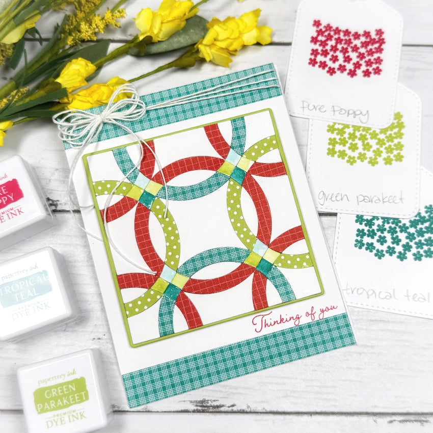 Papertrey Ink Quilt It Wedding Ring Dies pti-1120 thinking of you card