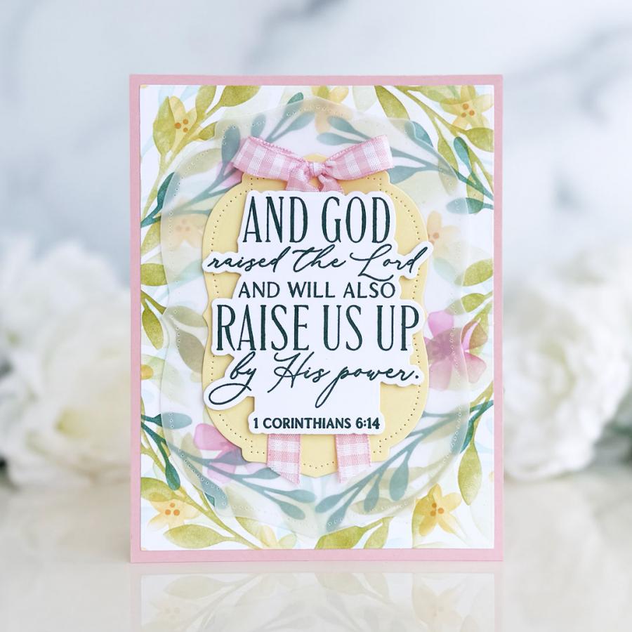 Papertrey Ink Reflections 1 Corinthians 6 Clear Stamp and Die Set pink gingham bow