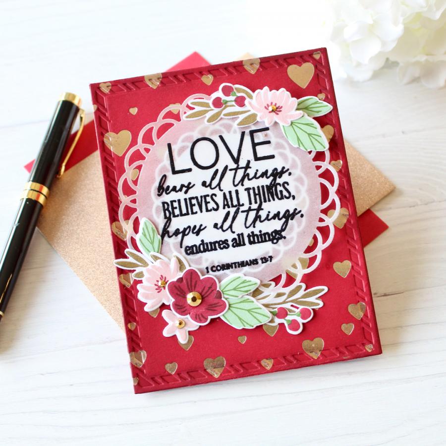 Papertrey Ink Reflections December Clear Stamp and Die Set hearts