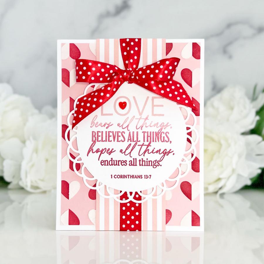Papertrey Ink Reflections December Clear Stamp and Die Set red bow