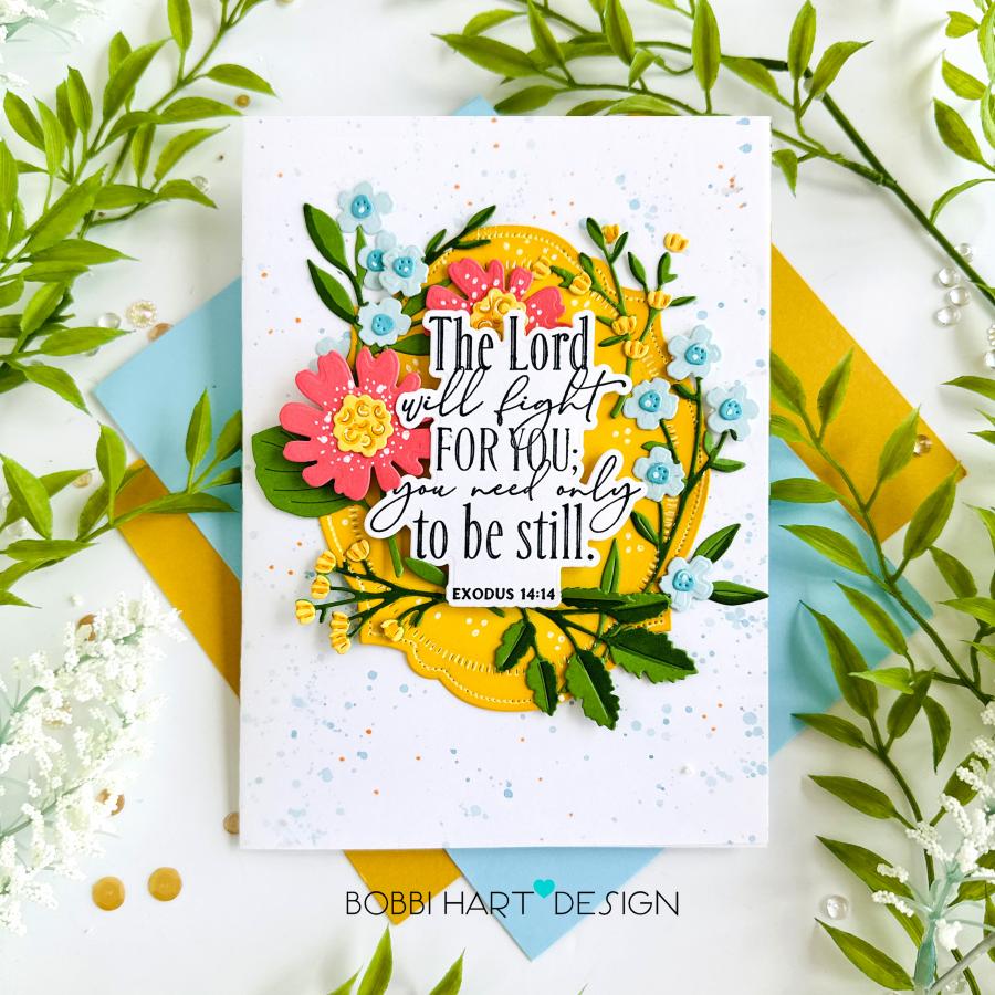 Papertrey Ink Reflections Exodus 14 Clear Stamp 1701 red flowers