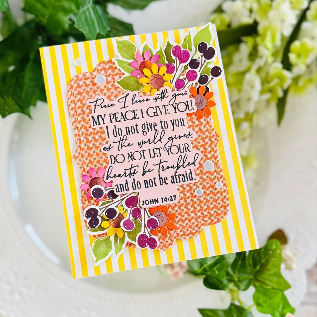 Papertrey Ink Reflections John 14 Dies pti-1134 yellow stripes background card