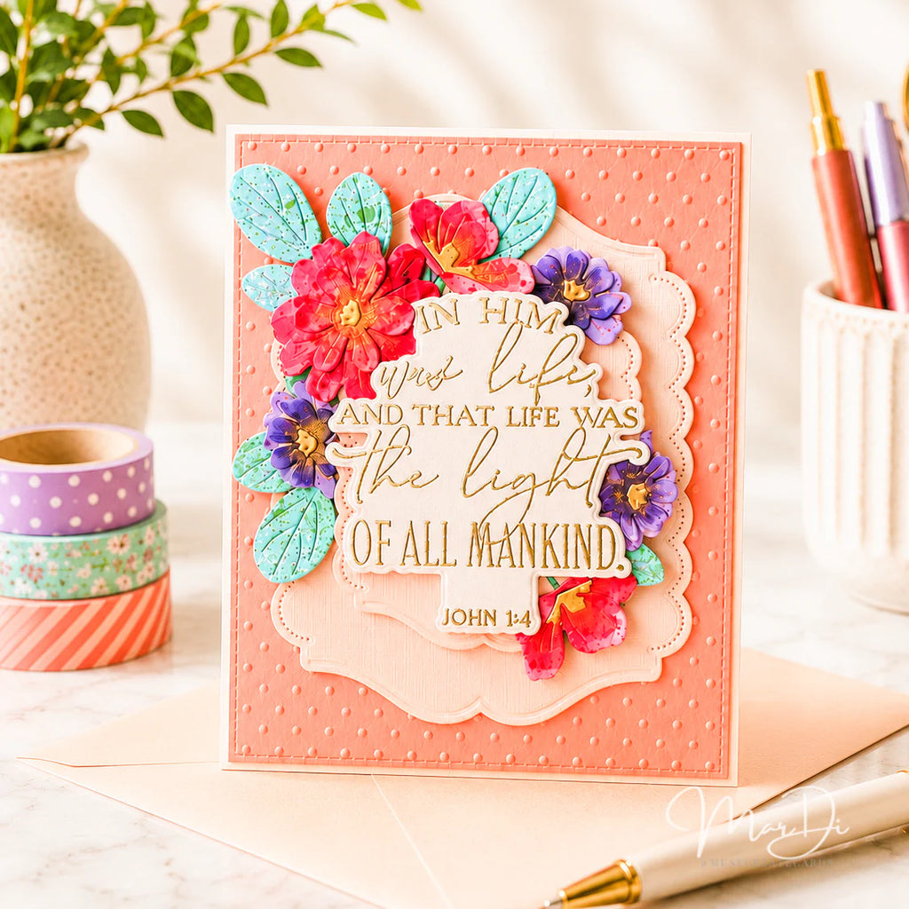 Papertrey Ink Reflections John 1:4 Dies pti-1111 polka dot background card