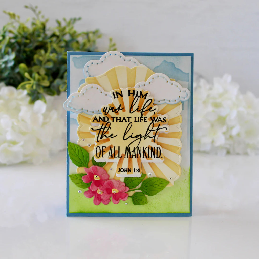 Papertrey Ink Reflections John 1:4 Dies pti-1111 sunrays clouds card