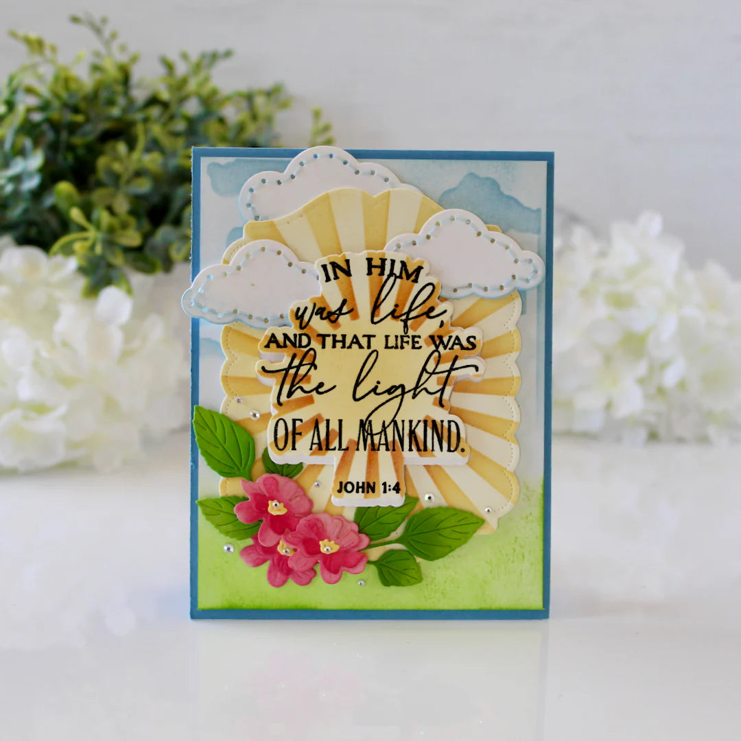 Papertrey Ink Reflections John 1:4 Dies pti-1111 sunrays clouds card