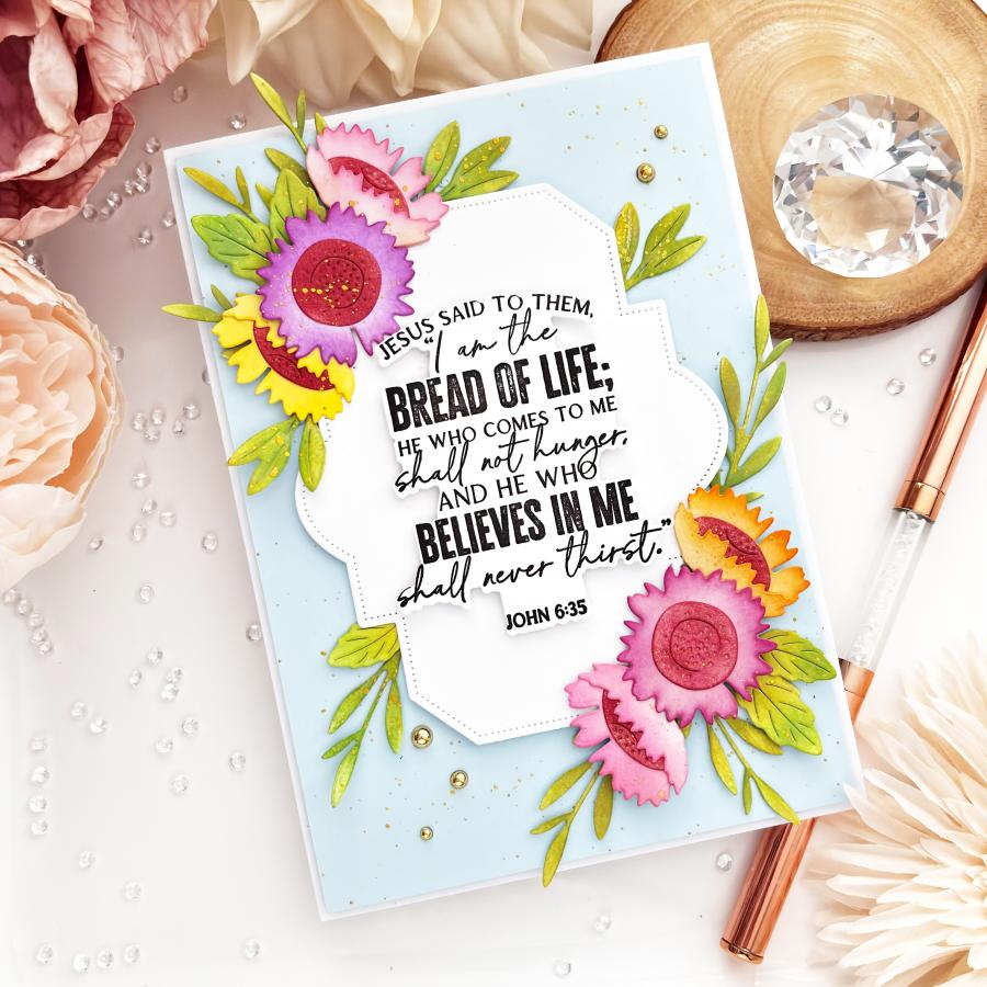 Papertrey Ink Reflections John 6 Clear Stamp and Die Set flowers