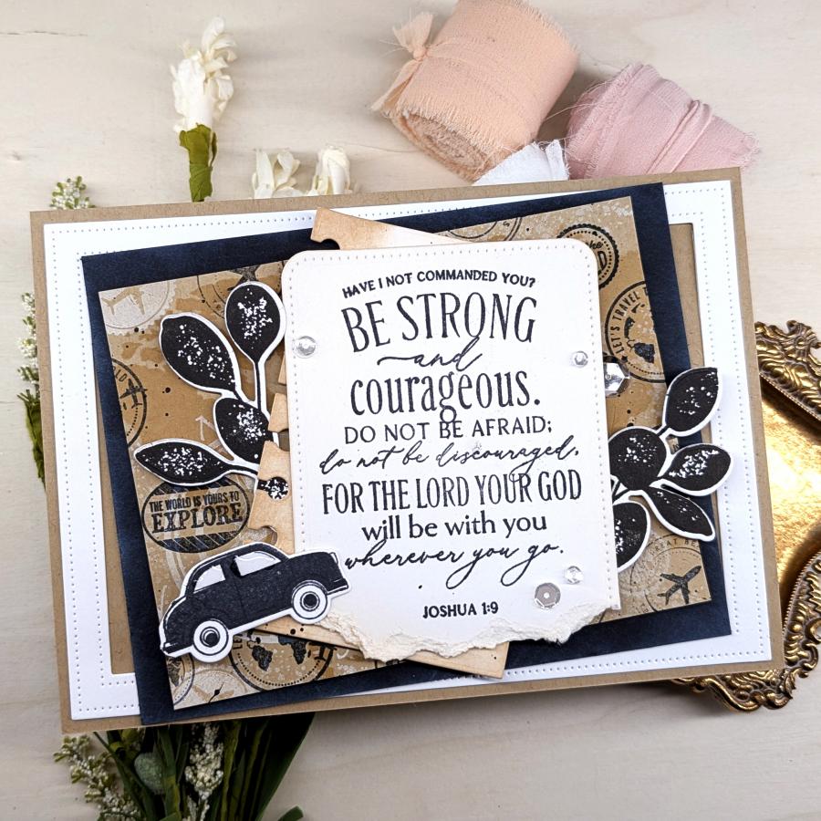 Papertrey Ink Reflections Joshua 1 Clear Stamp and Die Set black