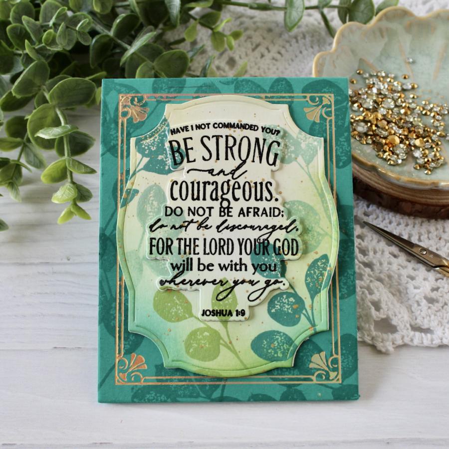 Papertrey Ink Reflections Joshua 1 Clear Stamp and Die Set green