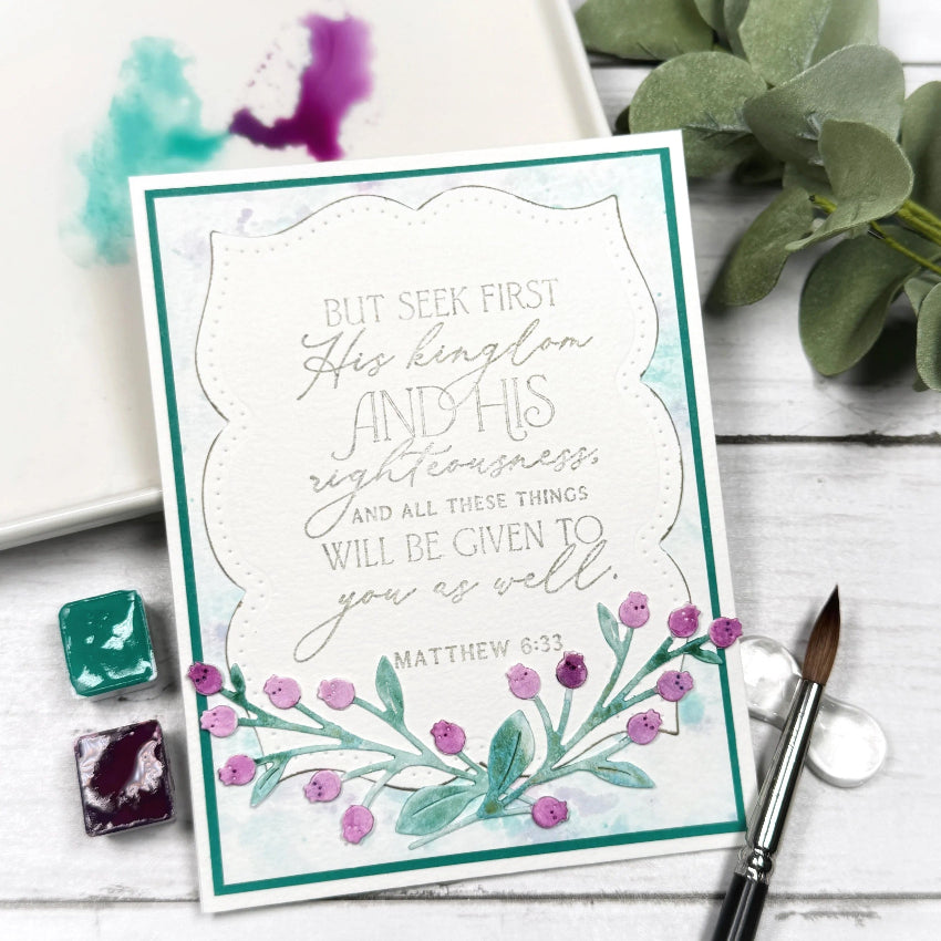 Papertrey Ink Reflections Matthew 6 Dies pti-1122 purple flowers card