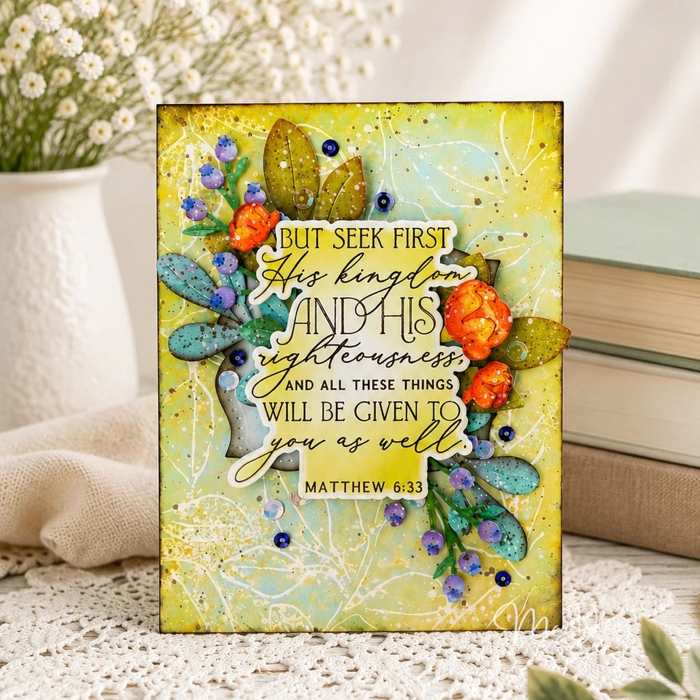 Papertrey Ink Reflections Matthew 6 Dies pti-1122 waterspots flowers card
