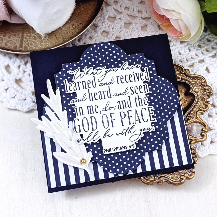 Papertrey Ink Reflections Philippians 4 Clear Stamp and Die Set blue
