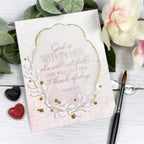 Papertrey Ink Reflections Psalm 46 Dies pti-1096 gold beads white stems light pink card
