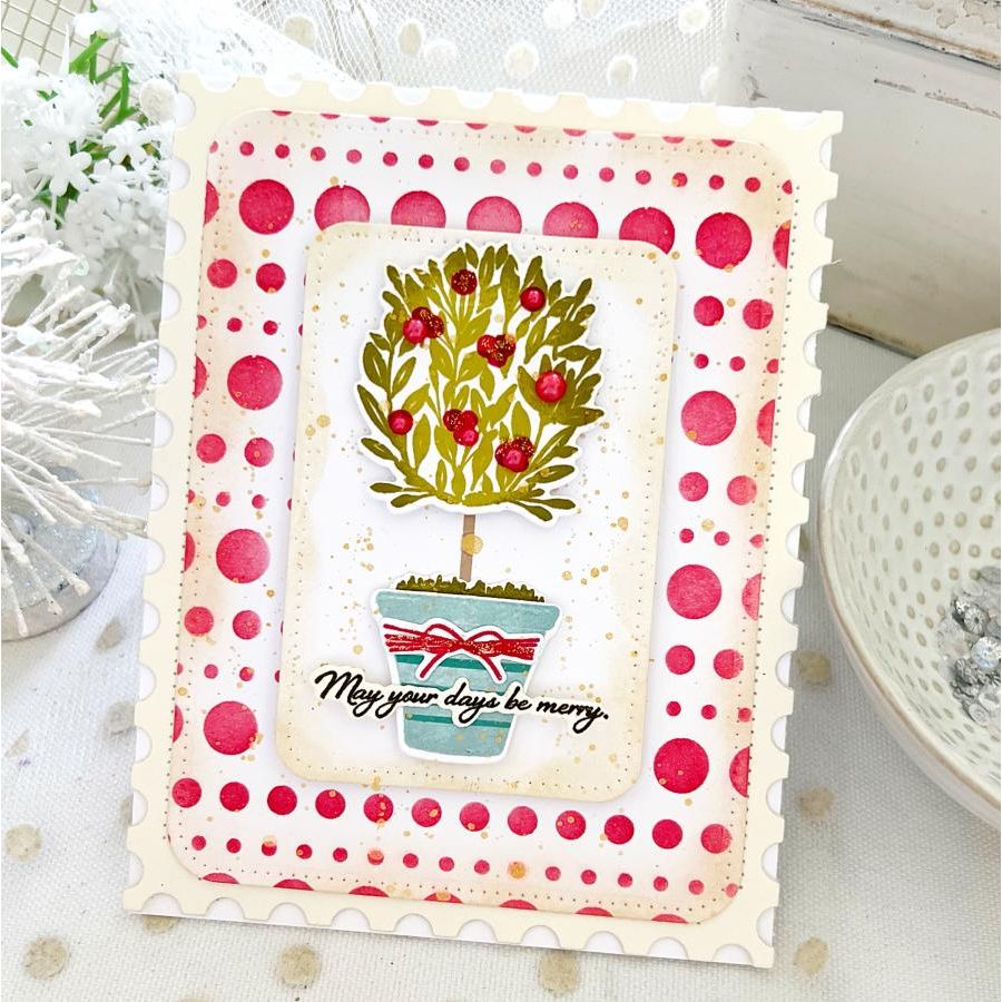 Papertrey Ink Rounded Rectangles Stitched Dies pti-1015 merry