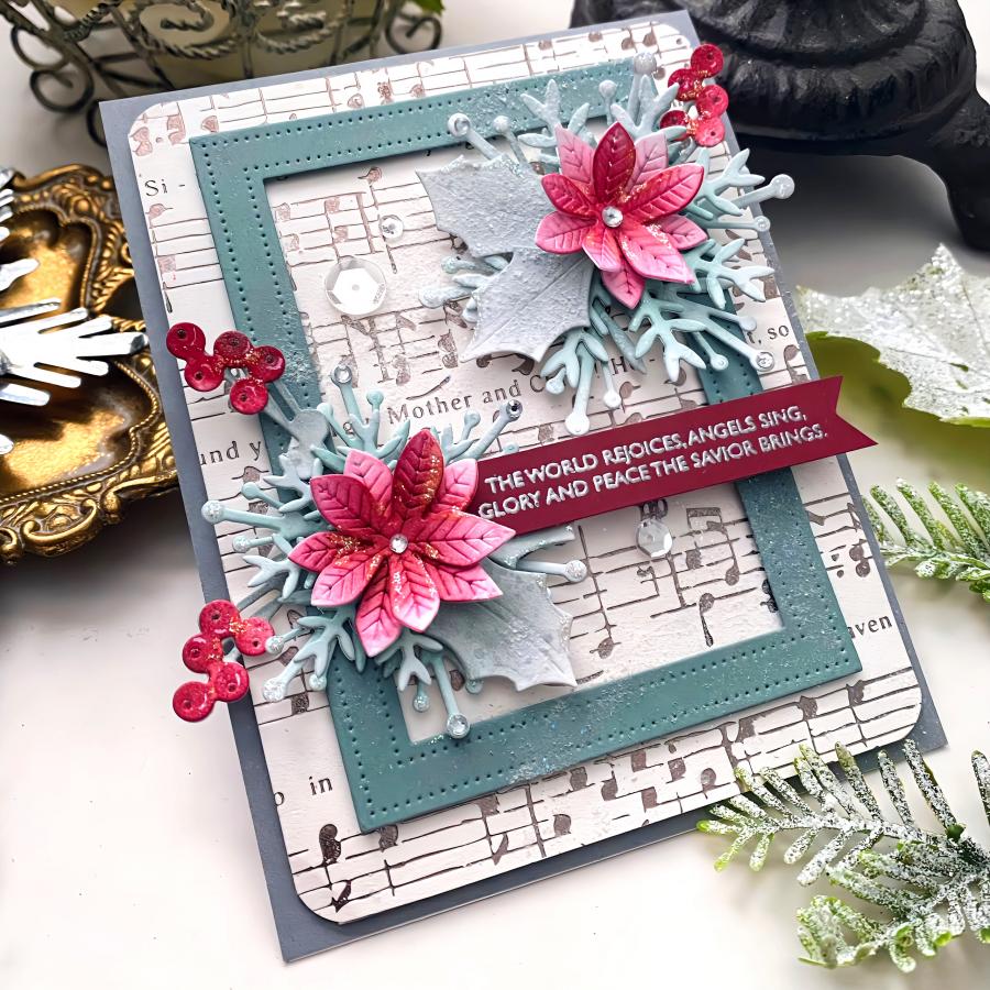 Papertrey Ink Silent Night Hot Foil Plate ptif-0046 flowers