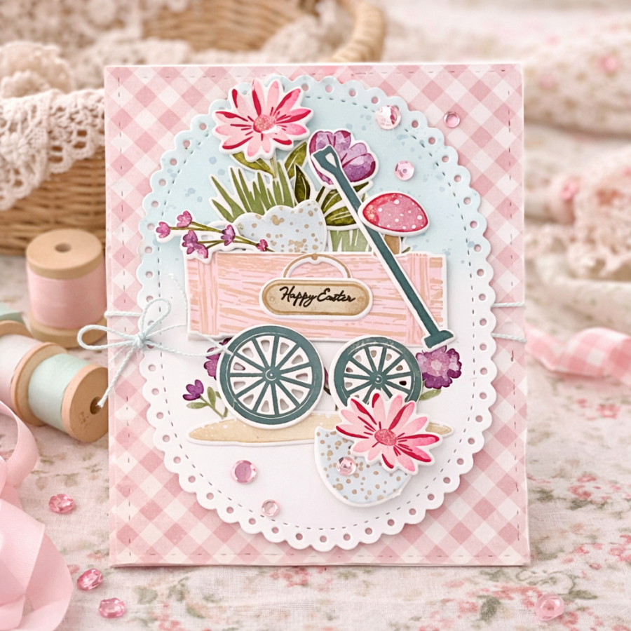 Papertrey Ink Spring Wagon Clear Stamps 1693 pink wagon