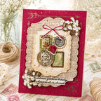 Papertrey Ink Stacked Mail Clear Stamp and Die Set baby's breath red background card