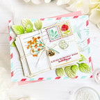 Papertrey Ink Stacked Mail Stencils - 0107 celebrating you orange flowers card