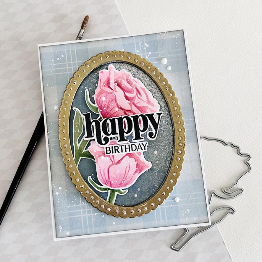 Papertrey Ink Such a Treasure Clear Stamp and Die Set gold frame