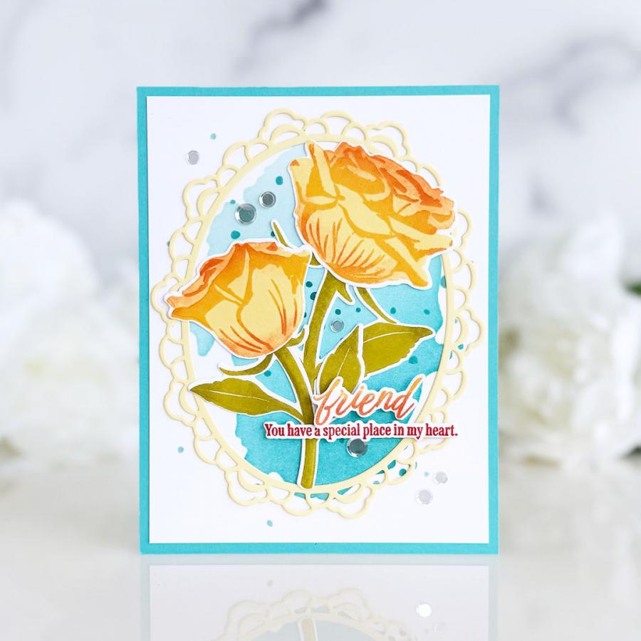 Papertrey Ink Such a Treasure Clear Stamp and Die Set yellow rose