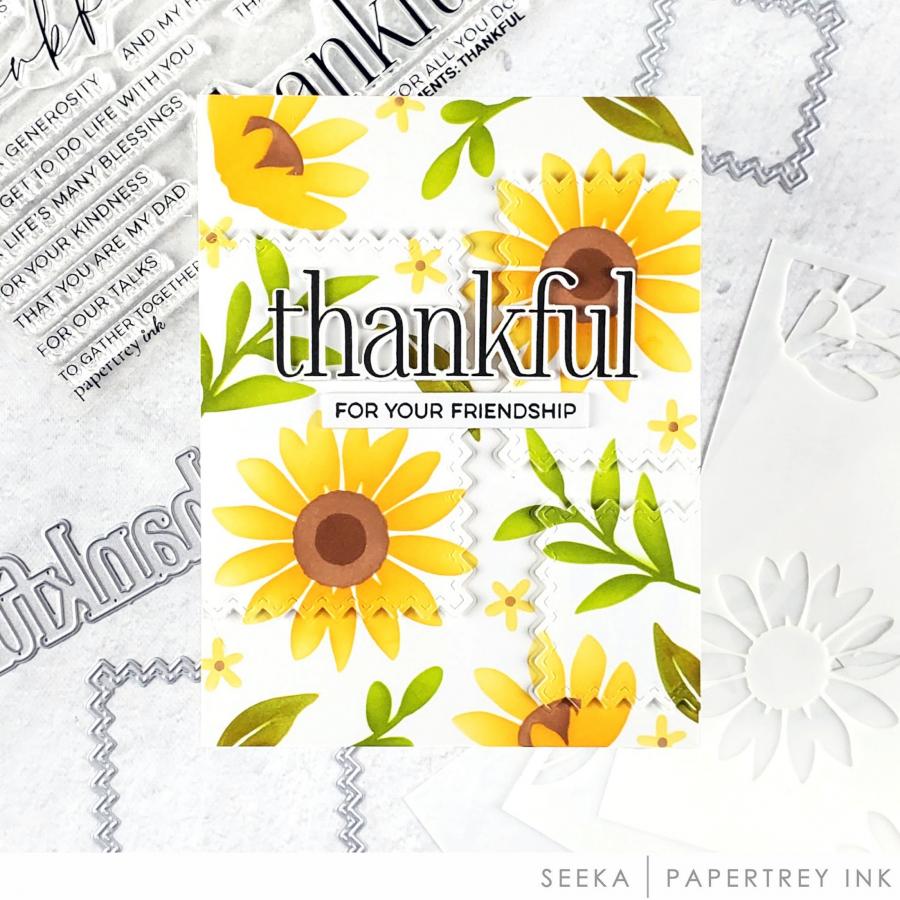 Papertrey Ink Sunflower Garden Stencils - 0074 thankful