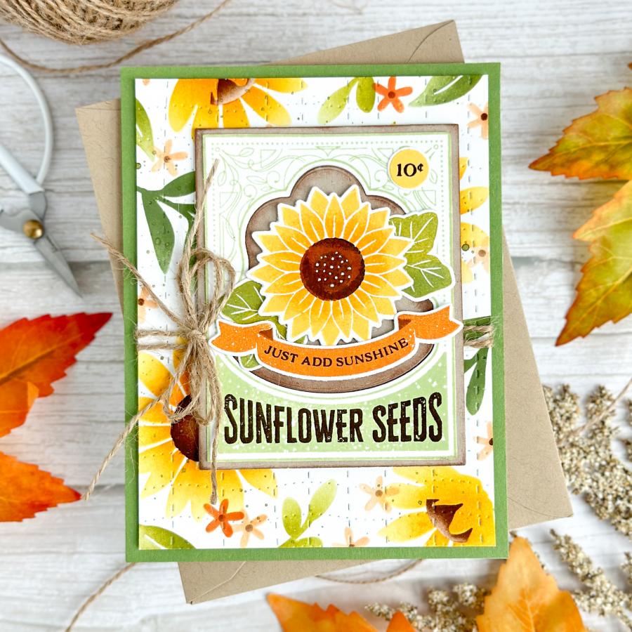 Papertrey Ink Sunflower Garden Stencils - 0074 yellow flower