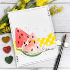 Papertrey Ink Sweet Americana Die and Stencil Set watermelon celebrate hearts card