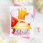 Papertrey Ink Sweet Americana Stencils -0106 pie hearts ice cream cone snow cone popsicle watermelon cherries card