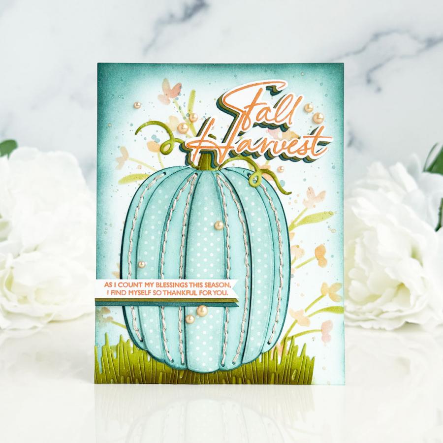 Papertrey Ink Tall Pumpkin Slices and Tall Pumpkin Slices Stitches Die Set harvest